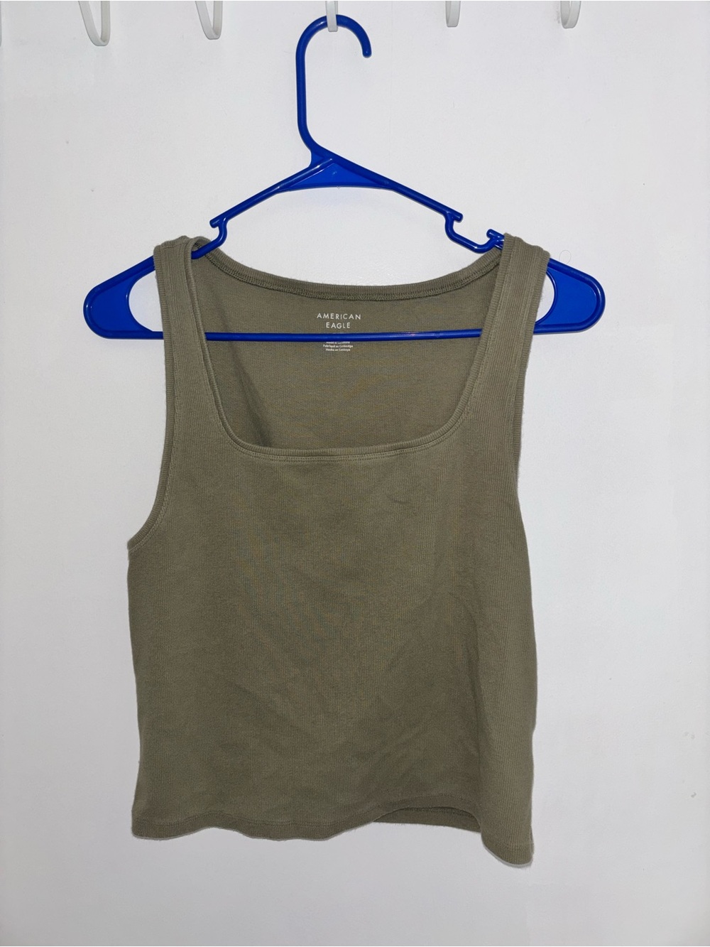 American Eagle Outfitters Olive Ribbed Square-Neck Tank